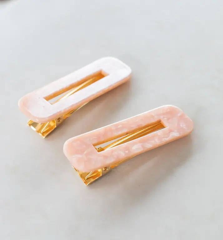 GIBOU BARRETTES RECTANGULAIRES - ENSEMBLE DE 2 - NACRÉ ROSE
