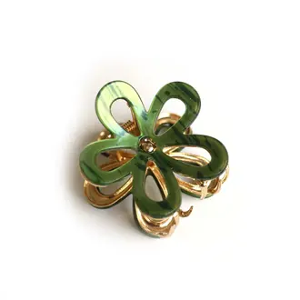 GIBOU GRANDE PINCE À CHEVEUX EN FLEUR - VERT