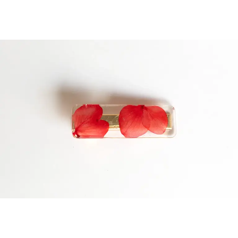 GIBOU STRAIGHT CLIP WITH DRIED FLOWERS - RED FLOWER