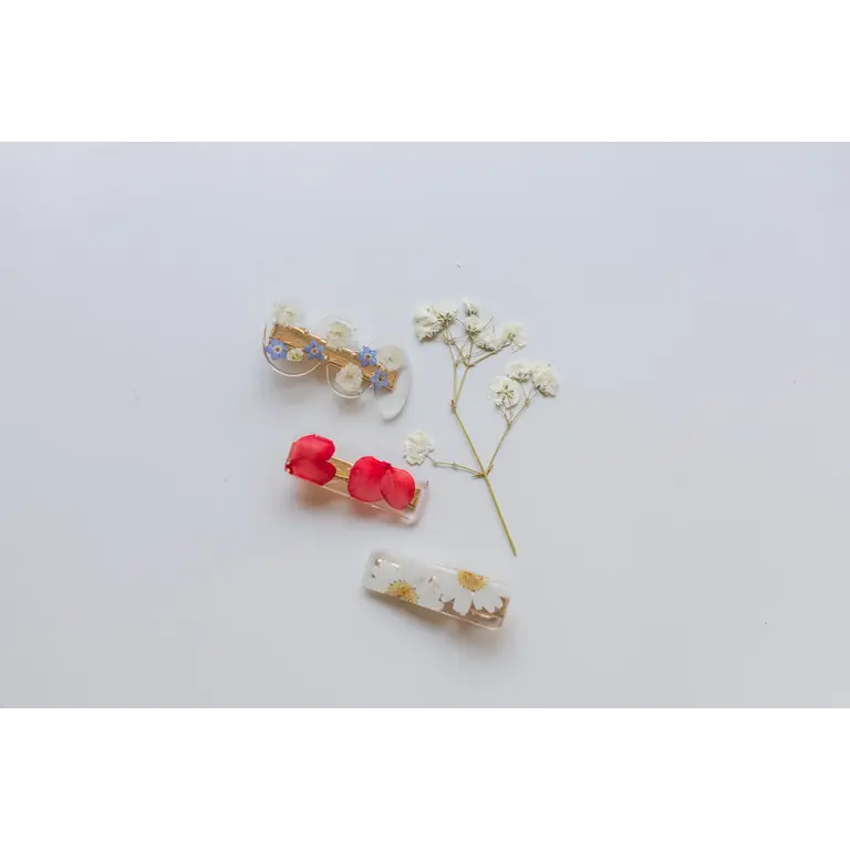 GIBOU BARRETTE DROITE AVEC FLEURS SÉCHÉES - FLEUR ROUGE