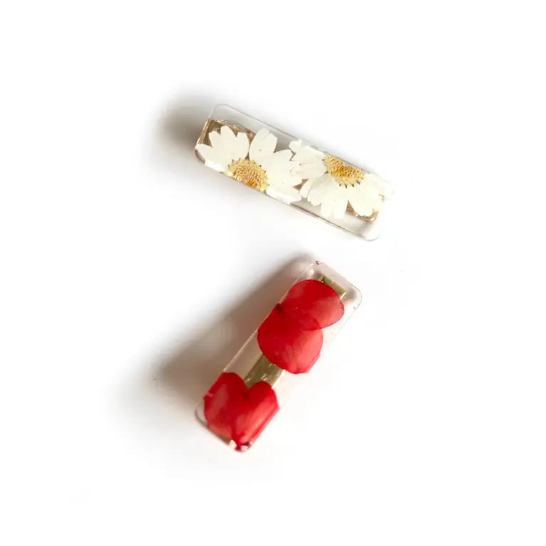 GIBOU BARRETTE DROITE AVEC FLEURS SÉCHÉES - FLEUR ROUGE