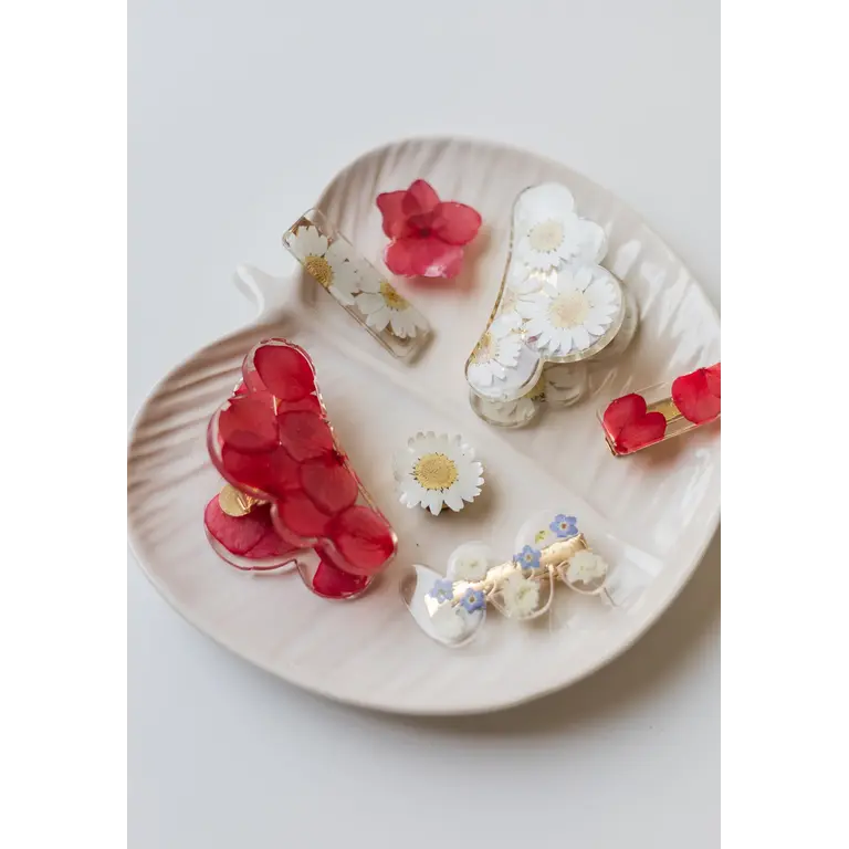 GIBOU BARRETTE DROITE AVEC FLEURS SÉCHÉES - FLEUR ROUGE