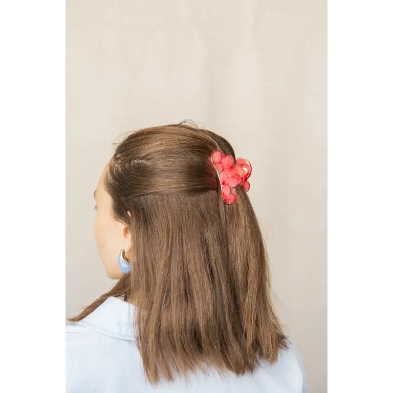 GIBOU CLOUD HAIR CLIP WITH DRIED FLOWERS - RED FLOWER