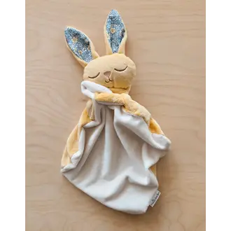 VEILLE SUR TOI DOUDOU LAPIN MARCEL ENDORMI - JAUNE FLEURI
