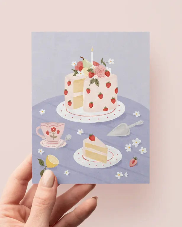 MARIE-LISE ILLUSTRATION CARTE DE SOUHAITS - GÂTEAU AUX FRAISES