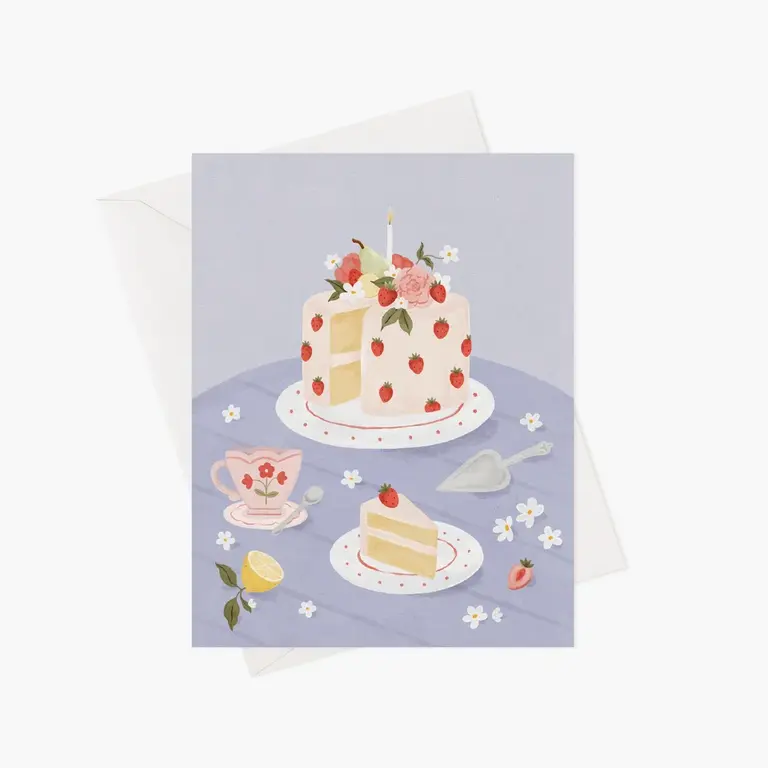 MARIE-LISE ILLUSTRATION CARTE DE SOUHAITS - GÂTEAU AUX FRAISES