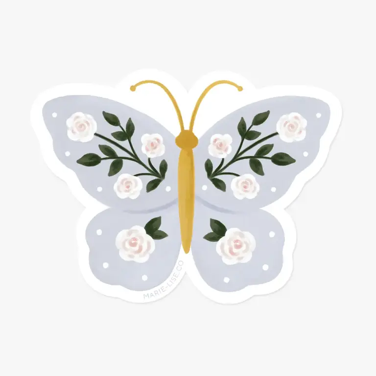 MARIE-LISE ILLUSTRATION AUTOCOLLANT DÉCOUPÉ - PAPILLON FLEURI