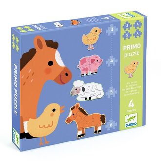 DJECO PRIMO PUZZLE - À LA FERME (3, 4, 5, 6 PCS)