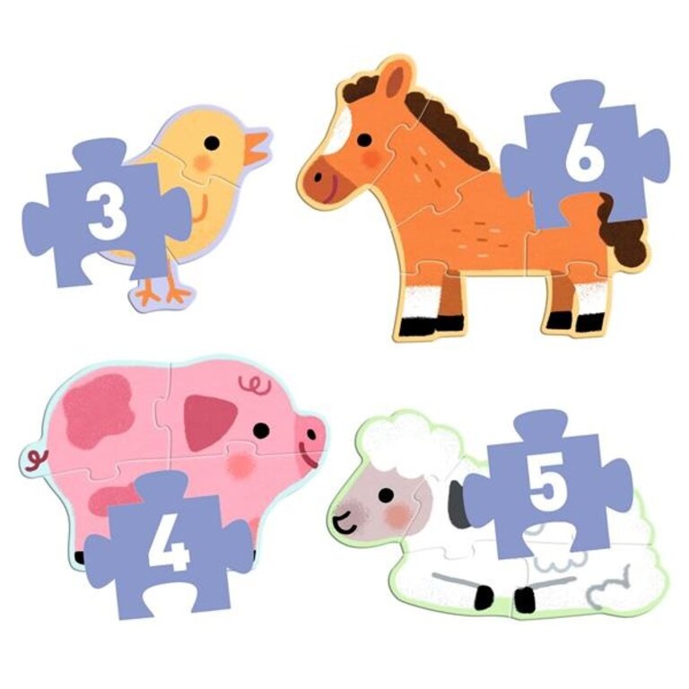 DJECO PRIMO PUZZLE - À LA FERME (3, 4, 5, 6 PCS)