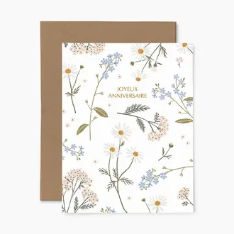 PAPIER FLEURI CO. CARTE DE SOUHAITS - PETITES FLEURS JOYEUX ANNIVERSAIRE