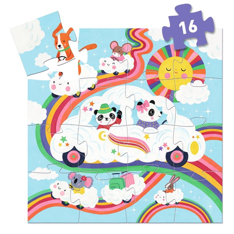 DJECO PUZZLE SILHOUETTE - VOITURE NUAGE 16 PCS