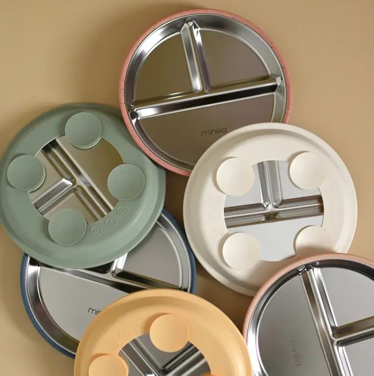 MINIKA ASSIETTE AVEC SUCCION EN ACIER - SAUGE