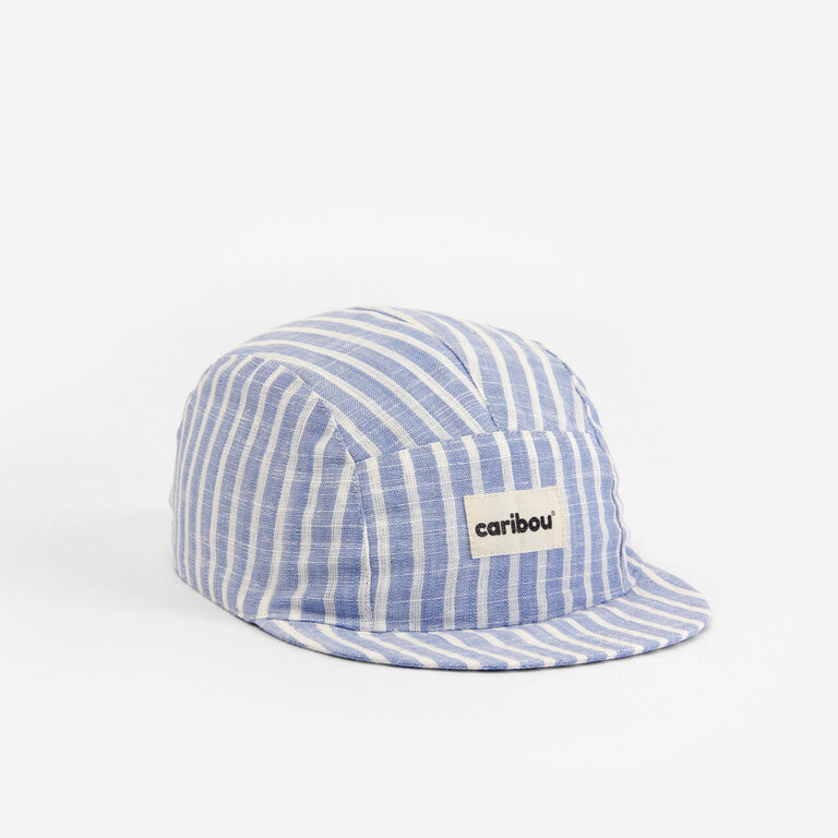 CARIBOU CASQUETTE EN LIN - RAYÉE BLEU