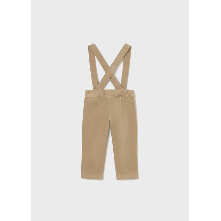 MAYORAL PANTALON EN VELOURS À BRETELLES - BEIGE