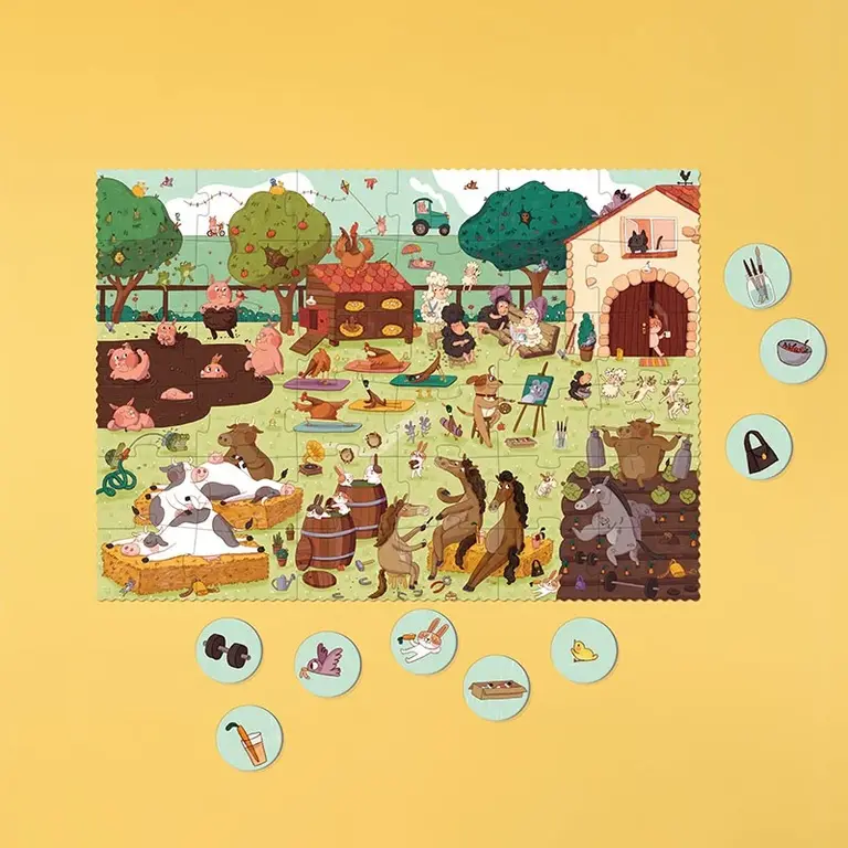 LONDJI PUZZLE CHERCHE ET TROUVE 36 PCS - FARMTASTIC