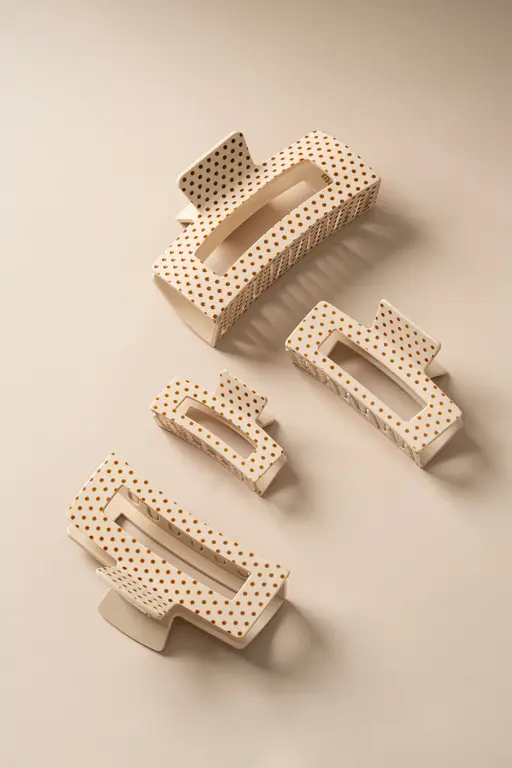 PIXIE WOO PINCE À CHEVEUX BEIGE POLKA DOT