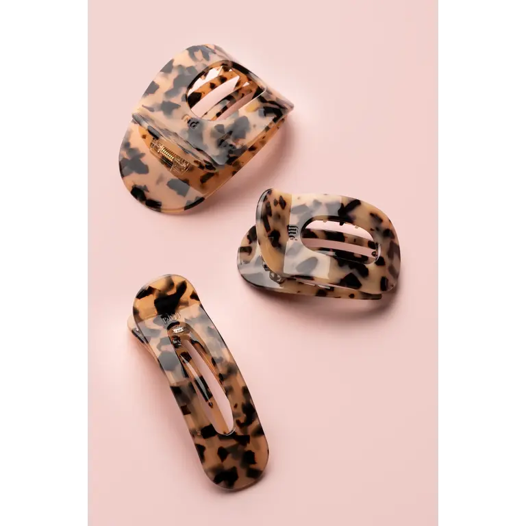 PIXIE WOO PINCE À CHEVEUX LA COLLECTION FLAT CLIPS - DARK BROWN