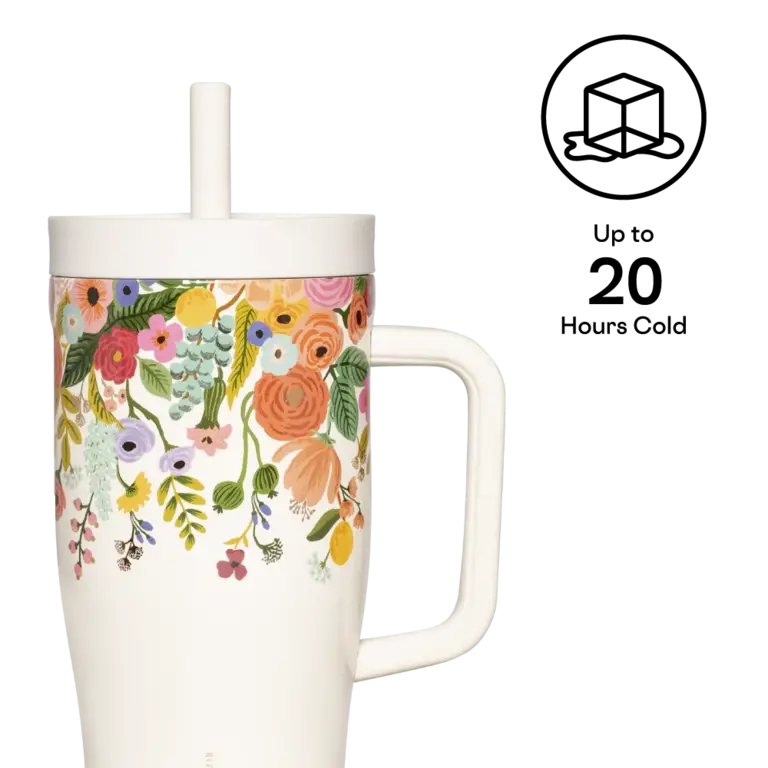 CORKCICLE GOBELET AVEC PAILLE ISOTHERME X RIFLE PAPER - 22 OZ - GARDEN PARTY