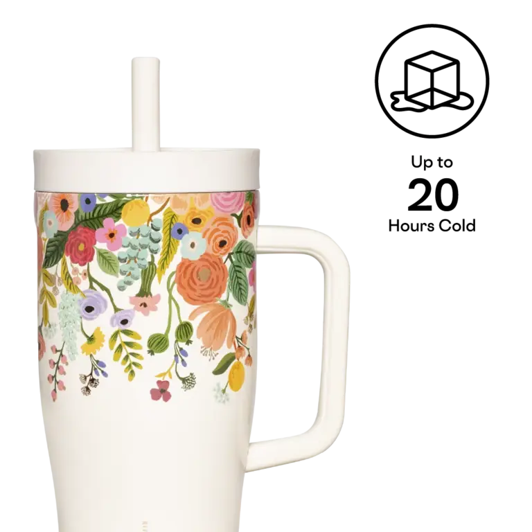 CORKCICLE GOBELET AVEC PAILLE ISOTHERME X RIFLE PAPER - 22 OZ - GARDEN PARTY