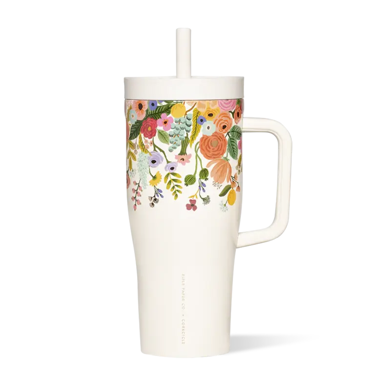 CORKCICLE GOBELET AVEC PAILLE ISOTHERME X RIFLE PAPER - 22 OZ - GARDEN PARTY