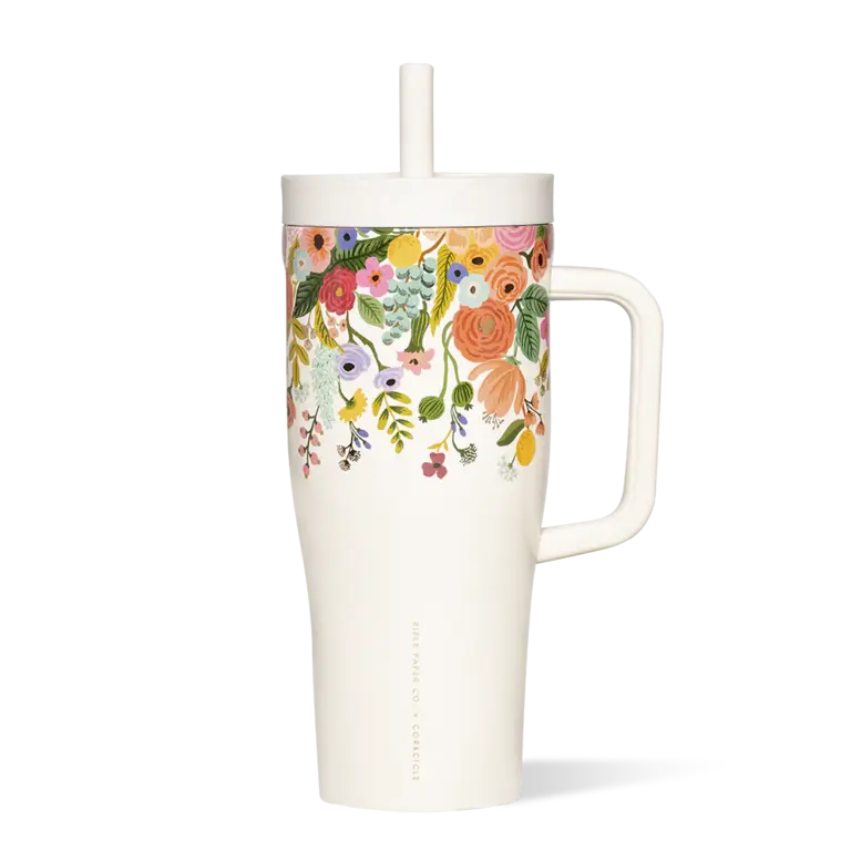 CORKCICLE GOBELET AVEC PAILLE ISOTHERME X RIFLE PAPER - 22 OZ - GARDEN PARTY