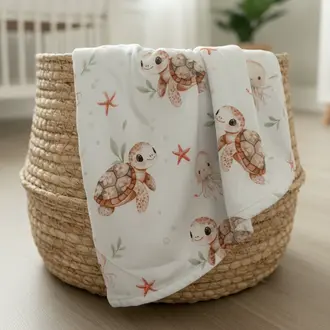 CRÉATION JADE COUVERTURE EN MINKY - TATIANA TORTUE