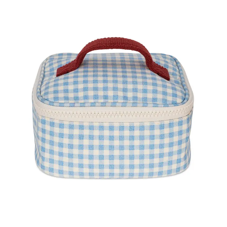 FLUF ÉTUI MINI ZIP CUBE - GINGHAM SKY