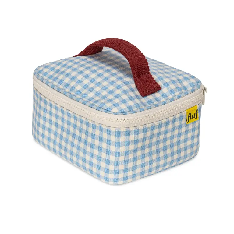 FLUF ÉTUI MINI ZIP CUBE - GINGHAM SKY
