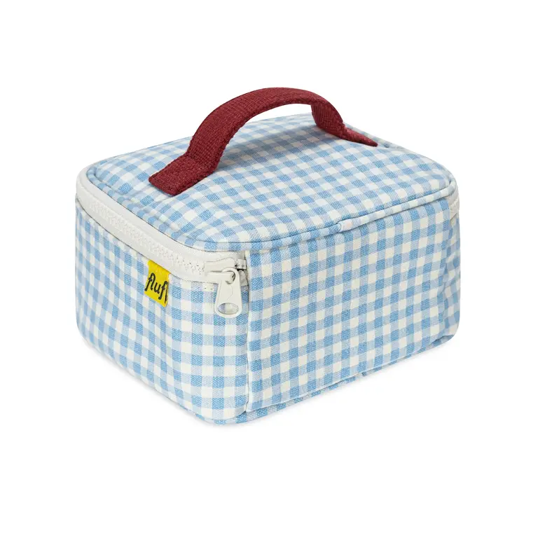 FLUF ÉTUI MINI ZIP CUBE - GINGHAM SKY