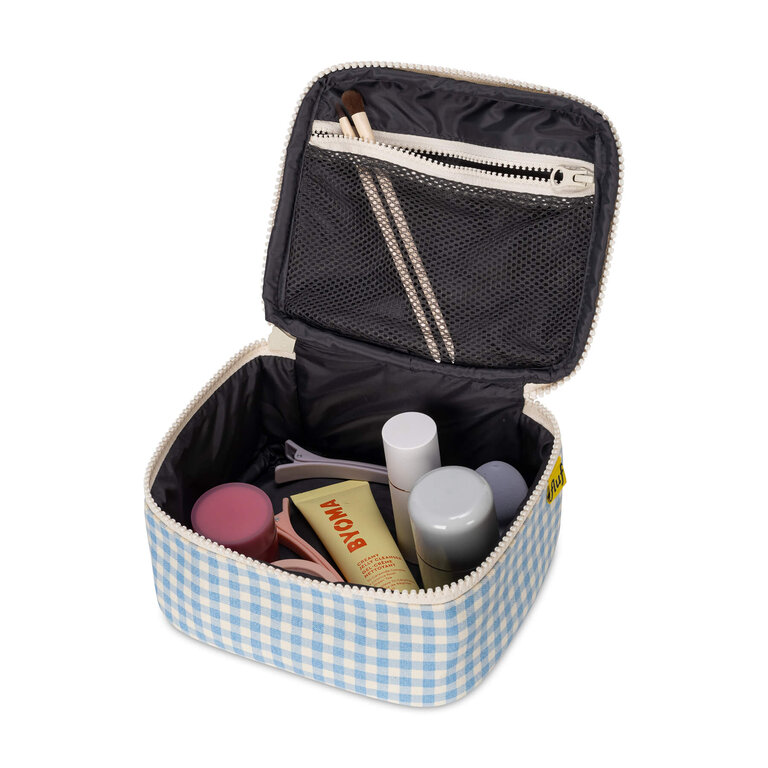 FLUF ÉTUI MINI ZIP CUBE - GINGHAM SKY