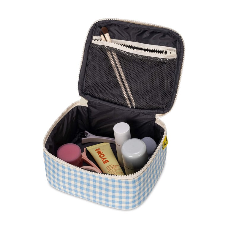 FLUF ÉTUI MINI ZIP CUBE - GINGHAM SKY