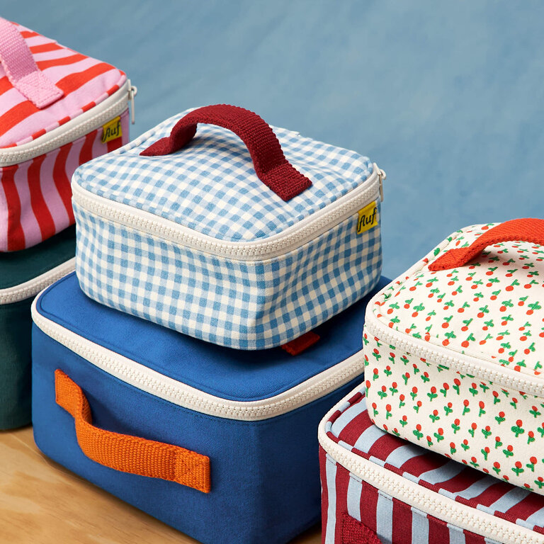 FLUF ÉTUI MINI ZIP CUBE - GINGHAM SKY