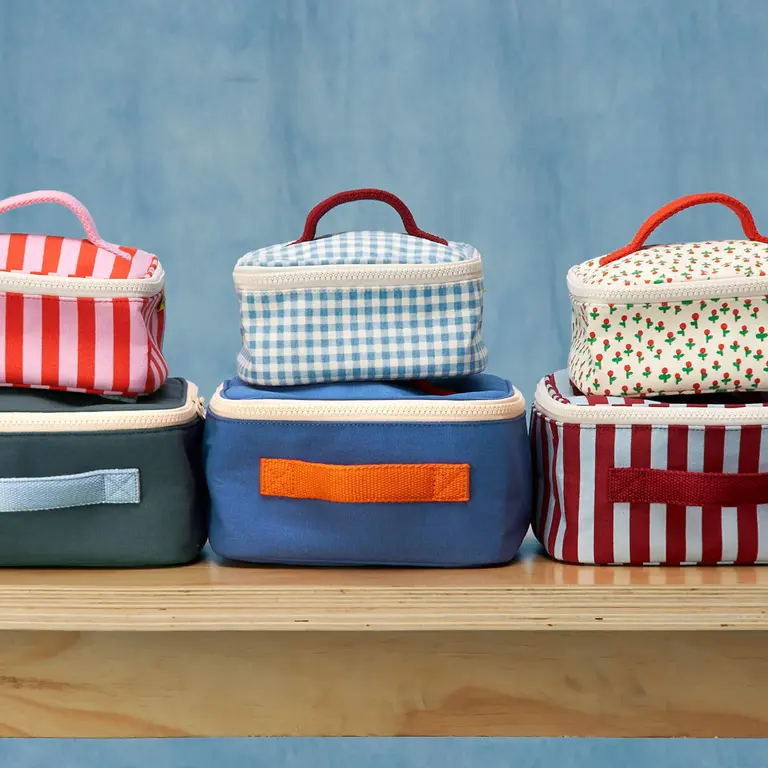 FLUF ÉTUI MINI ZIP CUBE - GINGHAM SKY