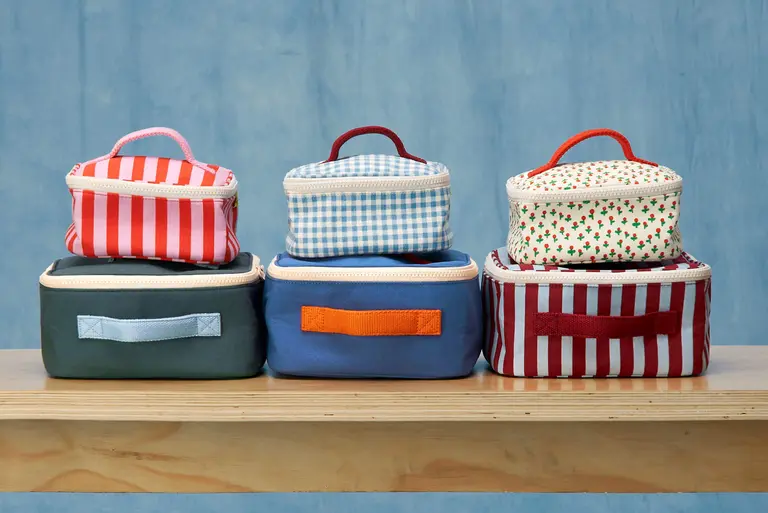 FLUF ÉTUI MINI ZIP CUBE - GINGHAM SKY