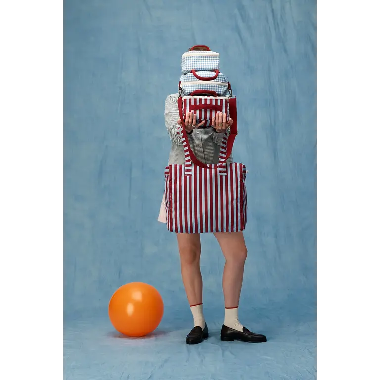 FLUF DAYTRIP TOTE BAG - AWNING STRIPE CHILI