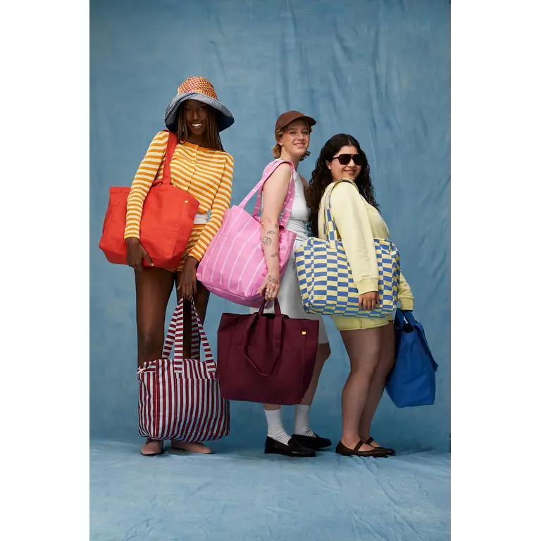 FLUF DAYTRIP TOTE BAG - AWNING STRIPE CHILI