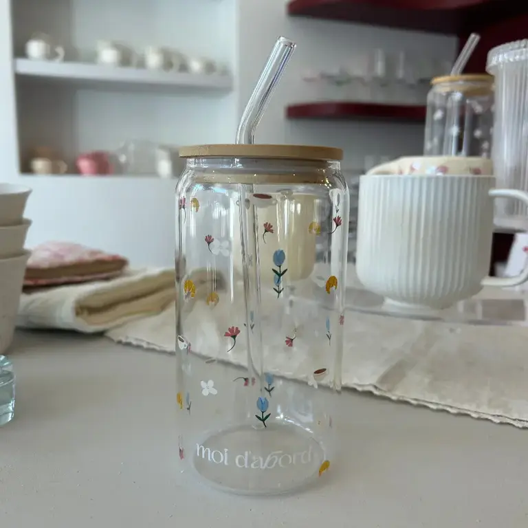 MOI D'ABORD TUMBLER EN VERRE - MATIN FLEURI