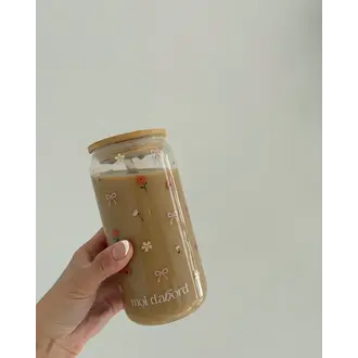 MOI D'ABORD TUMBLER EN VERRE - FLEURS & BOUCLES