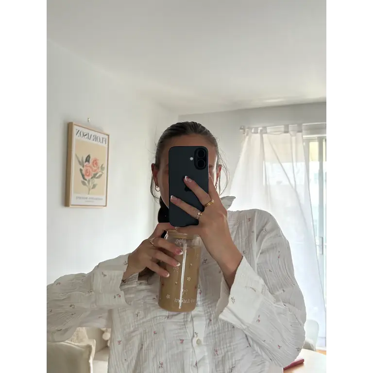 MOI D'ABORD TUMBLER EN VERRE - FLEURS & BOUCLES