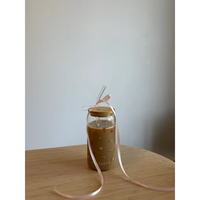 MOI D'ABORD GLASS TUMBLER - FLOWERS & CURLS