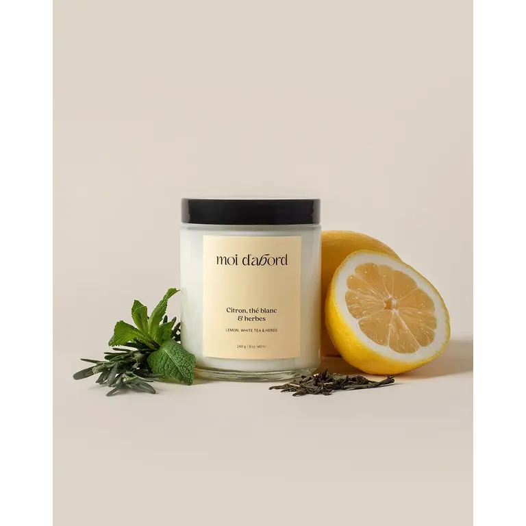 MOI D'ABORD SOY CANDLE - LEMON, WHITE TEA & HERBS