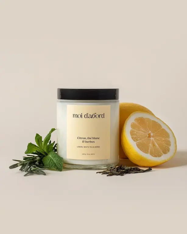 MOI D'ABORD BOUGIE DE SOJA - CITRON, THÉ BLANC & HERBES