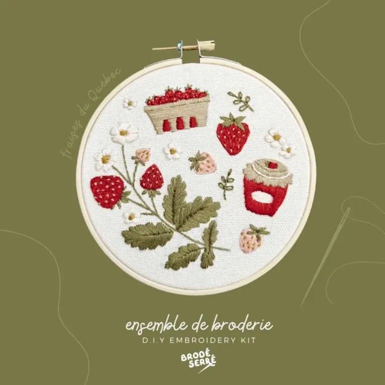 BRODÉ SERRÉ ENSEMBLE DE BRODERIE - FRAISES DU QUÉBEC