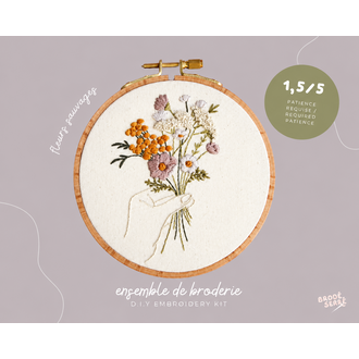 BRODÉ SERRÉ ENSEMBLE DE BRODERIE - FLEURS SAUVAGES NEUTRE