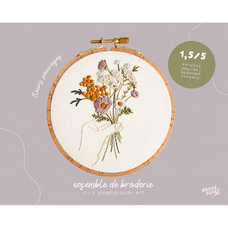 BRODÉ SERRÉ EMBROIDERY KIT - NEUTRAL WILDFLOWERS