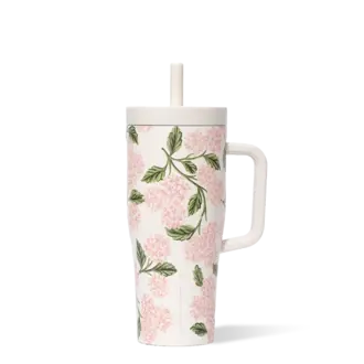 CORKCICLE GOBELET AVEC PAILLE ISOTHERME X RIFLE PAPER - 22 OZ - PINK HYDRANGEA