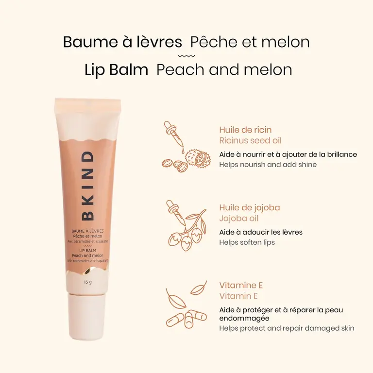 BKIND BAUME À LÈVRES - PÊCHE ET MELON