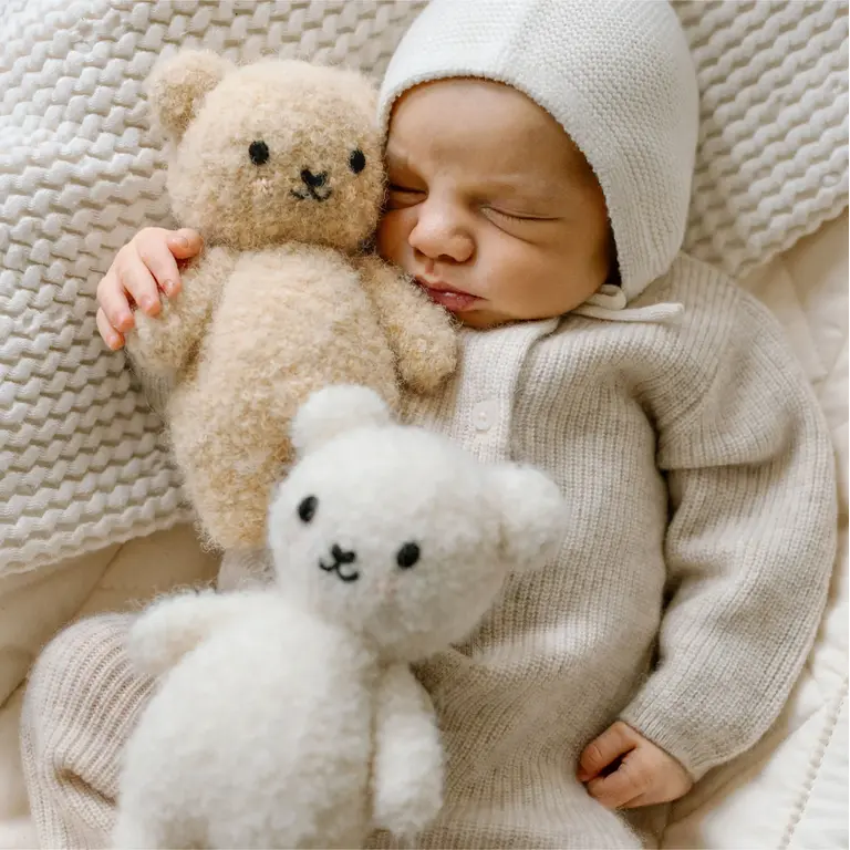 CUDDLE + KIND CURLY BABY BEAR PLUSH - STRAWBERRY