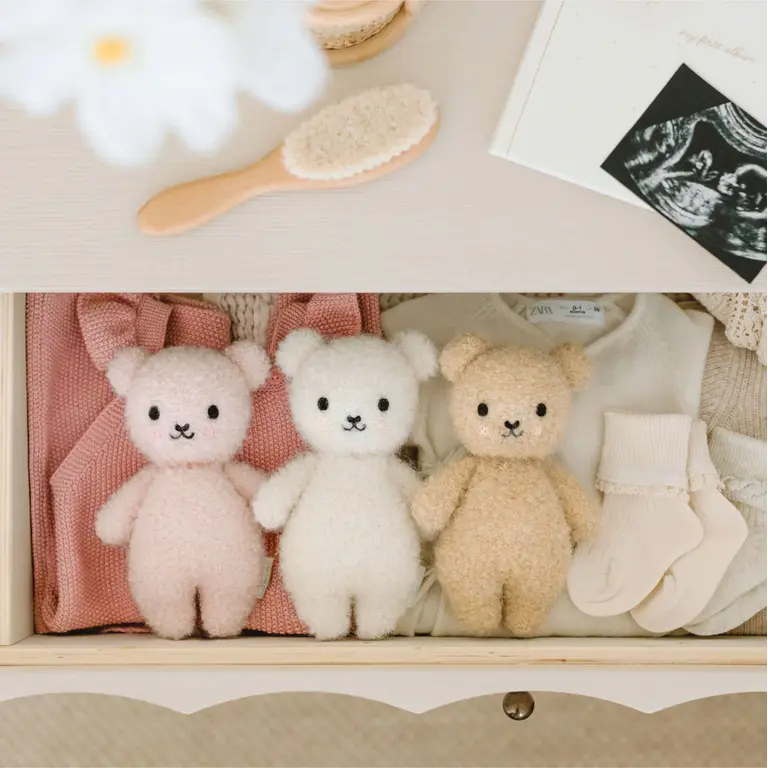 CUDDLE + KIND CURLY BABY BEAR PLUSH - STRAWBERRY
