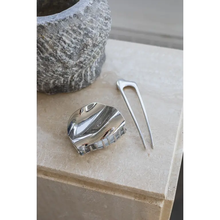 GIBOU LUDI METALLIC HAIR CLIP - SILVER